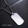 Silver mirror-finish stainless steel dog tag necklace with military style chain - Premium Mirror Silver (No Chain)
