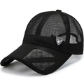 Atmungsaktive Herren-Netzkappe in Schwarz mit Adler-Logo für Outdoor-Sonnenschutz im Sommer - Verstellbar / Schwarz