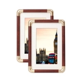 Classic walnut photo frame set with golden corner accents and London landscape prints - 7 Inch (12.7*17.8cm) / Red Pearwood Color
