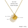 Minimalist stainless steel 18K gold plated starfish and white shell pendant necklace - Metal Shell & White Shell Style (1564)