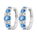 Boucles d'oreilles S925 en argent avec pierres bleues et blanches croisées - Créole Géométrique Dégradée 4348-BU