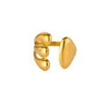 Artistic gold-plated hollow ring featuring a modern minimalist fluid drop sculpture design - Adjustable Open / Gold-Fluid Droplet Geometric (JZ8814)