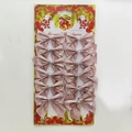 Set of 12 sparkling pink glitter Christmas tree bow ornaments for holiday decoration - 12 Pieces/Pack (Card Pack) / Glitter Pink