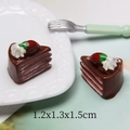 Macro detail of miniature resin chocolate cake showing realistic 1.2x1.3x1.5cm dimensions - Chocolate Strawberry Triangle with Pink Filling