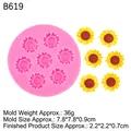 Pink daisy sunflower silicone mold with 7 cavities for DIY fondant and cake decoration - Style 3 (B619) / Pink