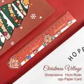 Regla magnética navideña de 15 cm roja y blanca con ilustración de casa y saludo - Casa de Navidad / 15CM