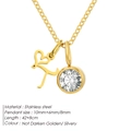 Minimalist stainless steel alphabet necklace with gold heart charm and birthstone - Letter T / Gold