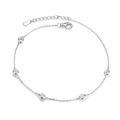 Bracciale minimalista in argento sterling S925 con cinque zirconi tondi chiari - Bracciale (17+3cm)
