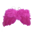 Pink feather angel wings for baby photography featuring elastic straps and soft dyed plumes - Rose Red