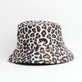 Detailed view of leopard print bucket hat with brown and black patterns on white base - One Size / White and Orange Leopard Print