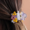 Elegante fermaglio per capelli a fiore in acetato stile coreano per coda di cavallo - Fiori Colorati Trasparenti-H477