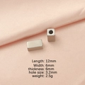Cuenta cuadrada de plata de 12 mm para joyas DIY con agujero de 3,2 mm para pulseras - Color Acero