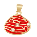 Gouden hartvormige hanger van messing met rood email en witte zirkoniasteentjes - Rood Hart