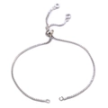 Adjustable silver box chain bracelet with sliding clasp and loops for DIY jewelry making - Silver Adjustable Box Chain / Silver