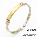 Dreireihiges Stahlseil-Armband in Gold und Silber mit anpassbarer Metallplatte - Zweifarbig Gold & Silber (KB169437-KLHQ)