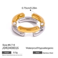 Anillo bicolor entrelazado de acero inoxidable oro y plata con piedra de circón - Estilo de Hebilla de Eslabón con Circonia (JDR2408016) / Oro y Plata