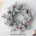 Christmas wreath with artificial snow, pine cones, and red berries, 40cm outer diameter - Nordic Pine Cone Wreath Large (Outer Diameter Approx. 40cm)