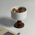 Coppa da dessert retrò in ceramica con base sferica in legno, stile francese vintage - Calice grande (11*13cm) / Marrone