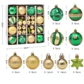 Detailed view of 42pcs Christmas ball set with sizes 3cm and 6cm in green and gold color - Gold & Green (42 Pcs)