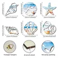 Decoración de pared de madera costera con motivos de conchas y estrellas de mar - Juego de 6 Piezas de Vida Marina (Y24Y50665_Q)