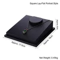 Professional black horizontal jewelry display stand for necklaces and pendants, 17.5x19cm - Square Base Lying Bust Display (Black)