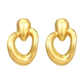 Polished golden minimalist irregular geometric hoop earrings for women on white background - Irregular Geometric Earrings Gold (MS-468)