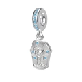 Macro 3D render of a silver Egyptian Pharaoh charm with blue zircon stone accents - Egyptian Sphinx