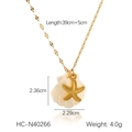 Detail view of 18K gold starfish and seashell pendant with size and weight measurements - Iridescent Starfish (HC-N40266)