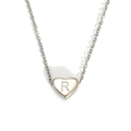 Elegant stainless steel heart necklace with letter R engraving on a silver chain - Letter R Heart Style (S143S-001-R)