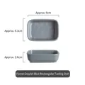 Salsa rettangolare in ceramica blu-grigio foresta con finitura lucida 9x6.3cm - Piattino da salsa rettangolare grigio blu foresta