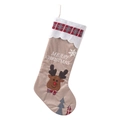 Christmas stocking gift bag with reindeer applique and Merry Christmas embroidery - Deer