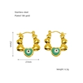 Vista de tamaño de pendientes de corazón en oro de 18K con ojos de esmalte verde - JY1291 Mal de Ojo Corazón Forma de U