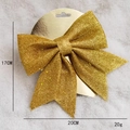 Christmas gold glitter bow ornament 20x17cm for tree decoration and holiday hanging - 17cm / Gold