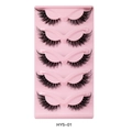 5 pairs of cat eye false eyelashes with transparent bands for long curly fox eye look - Dense Style (HY5-1)