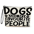 Beige Canvas Kosmetiktasche mit schwarzem Hundemotiv und Handgelenkschlaufe - Beige-Dogs Are My Favourite People (Mit Handschlaufe)