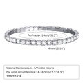 Dettaglio del bracciale tennis 4mm in acciaio inossidabile con zirconi e dimensioni - Color Acciaio