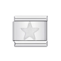 Silver stainless steel Italian charm link with embossed star pattern for DIY bracelets - Silver Star-Y040