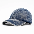 Berretto da baseball in denim lavato blu scuro con trama vintage e visiera curva classica - Blu