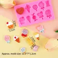 Roze siliconen vorm met hartjes, lolly's en ijsjes voor DIY-chocolade en taartdecor - Roze