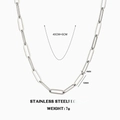 Silver stainless steel paperclip link chain necklace with 40+5cm length and 12mm links - 40cm+5cm / Steel