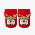 Red knit baby Christmas socks with cute 3D reindeer doll and non-slip warm cotton sole - Christmas Reindeer A