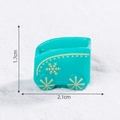 Miniature teal Christmas train carriage model with yellow snowflake patterns on artificial snow - 8# Green Fan-shaped Carriage