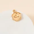 Irregular gold wax seal charm in polished zinc alloy for DIY jewelry crafting and bracelets - 21#-Letter A Disc