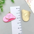Pink enamel cowboy hat charm with gold metal edges for DIY jewelry making and crafts - 1Pc Cowboy Hat (Pink)