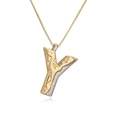 Two-tone gold and silver letter Y pendant necklace with textured finish on box chain - Letter Y