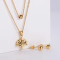 Parure de bijoux en acier titane doré avec collier pendentif arbre de vie et boucles d'oreilles - Couleur Or (Boucles d'oreilles + Pendentif)