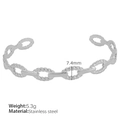 Silver stainless steel twisted chain bracelet with geometric links weighing 5.3g - Twisted Oval Link (SZ85) / Silver