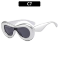 Y2K futuristic oversized silver sunglasses with bubble frame and dark grey lenses - Silver Frame Grey Lens
