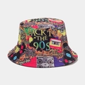 Detail of retro graffiti print bucket hat with Back To The 90s and Break Dance text - M (56-58cm) / Graffiti Patchwork 1# (1#色)