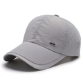 Grey quick-dry mesh baseball cap for men with breathable panels and silver metal fashion tag - Adjustable / Light Gray